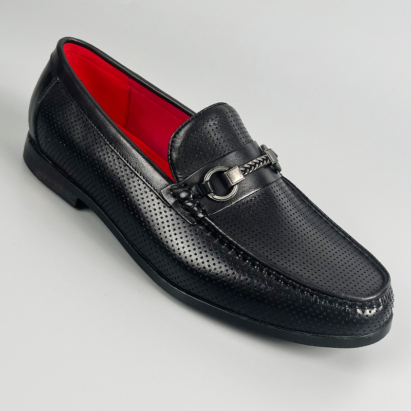 Business-casual Leather Shoes Fashionable Horsebit Buckle Design Summer Hollow-out Style foto 3
