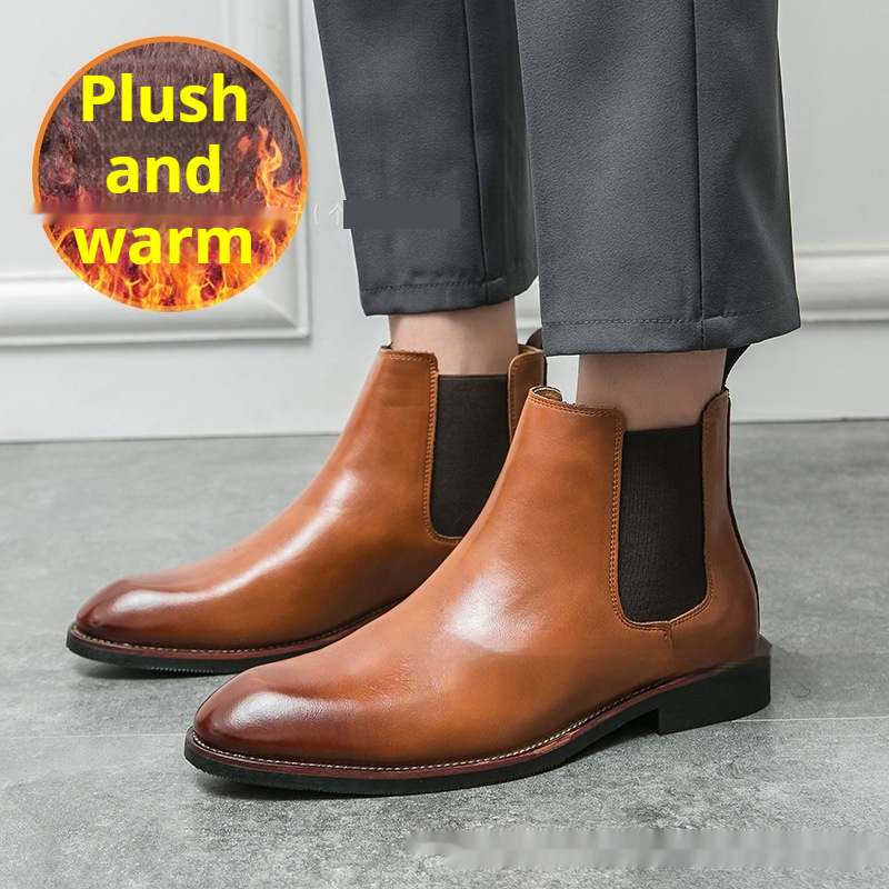 Autumn And Winter Fleece-lined Men's Plus Size Fashion Short Boots foto 4
