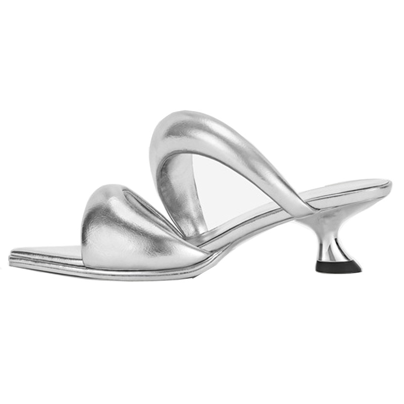 European And American Pointed Soft Leather Kitten Heel Single Sole foto 2