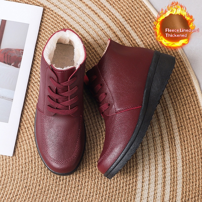 Womens Fleece-lined Extra-thick Insulated Short Boots With A Non-slip Flat Sole foto 2