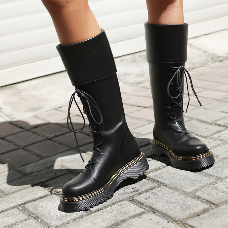 Womens High-heeled Lace-up Thigh-high Boots foto 4