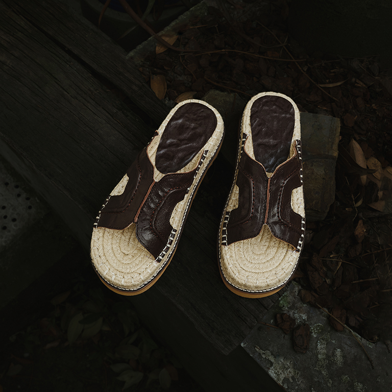 Women's Handmade Full-Grain Sheepskin Espadrille Platform Slides, Cut-Out Open-Toe Summer Sandals foto 2