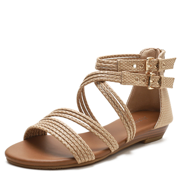 European And American Open Toe Women's Shoes Thick Bottom Soft Bottom Cross Roman Sandals foto 3
