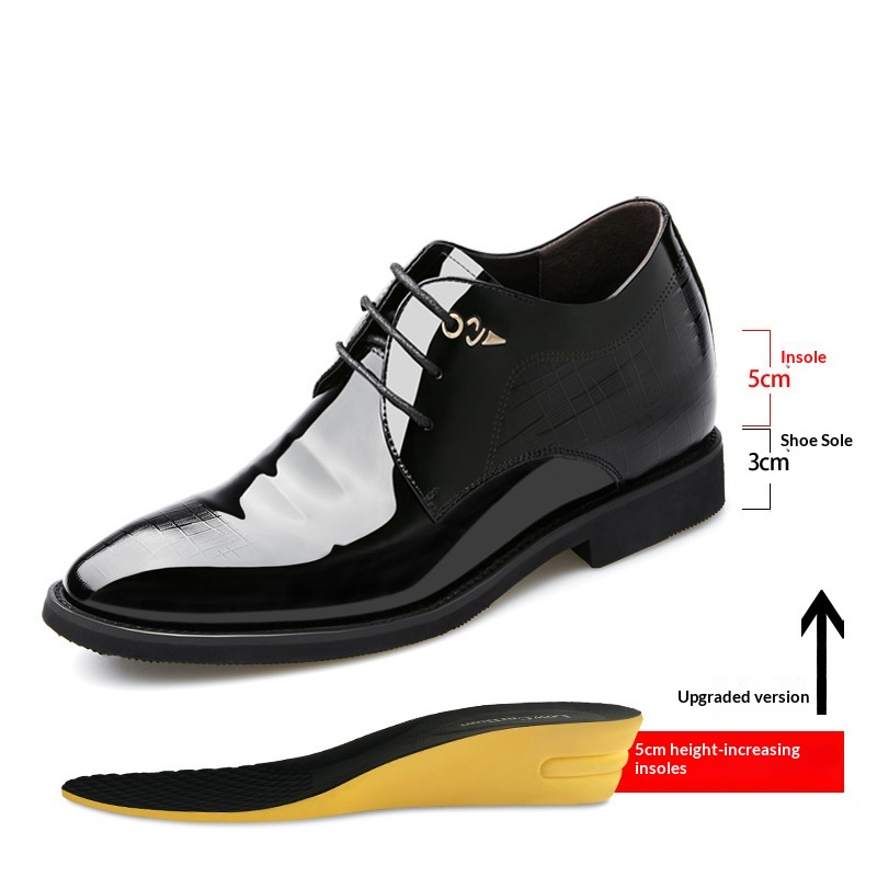 Men's Business Dress Leather Shoes With Hidden Heel foto 3