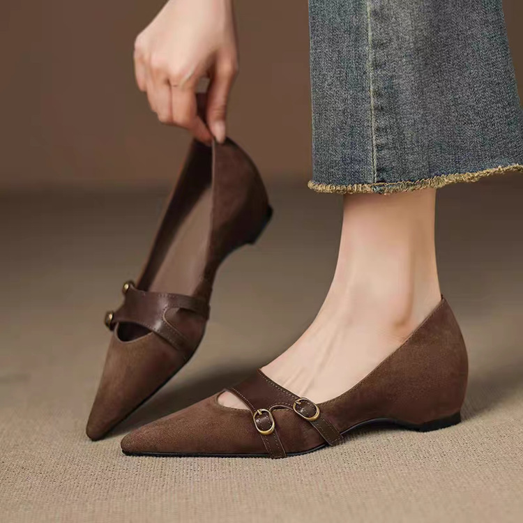 French-style Vintage Pointed-toe Low-cut Womens Flats foto 5