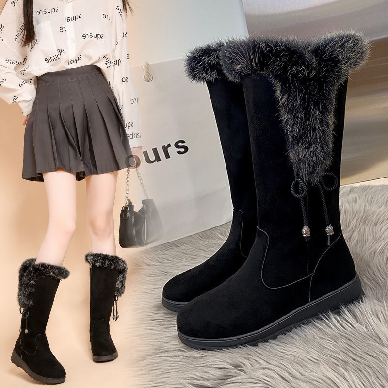 Winter Chunky-Soled Flat-Heeled Furry Snow Boots For Students To Stay Warm foto 4