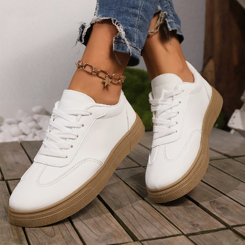 New Casual Fashion Running Women's Korean-style Flat Lace-up White Shoes foto 5