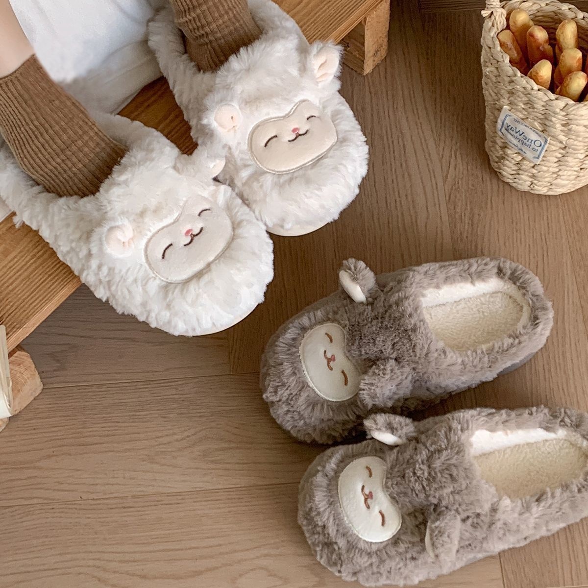 Warmth-Keeping Cotton Slippers For Couples Mens Non-Slip Fuzzy Indoor Postpartum Shoes foto 5