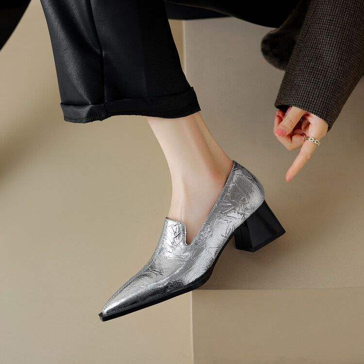 Crack Pointed Deep Mouth High Heels Women foto 4