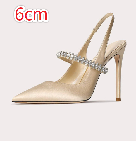 One-strap Closed-toe Rhinestone-studded Stiletto Heels In Genuine Leather For Women foto 3