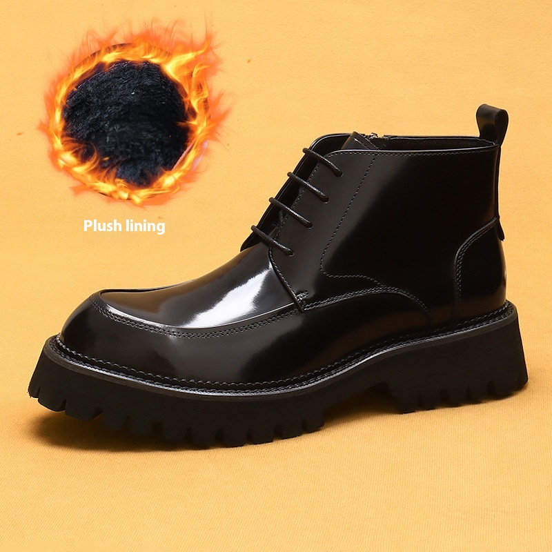 Martin Boots Leather Zipper Patent Leather Glossy British Platform Ankle Boots foto 4