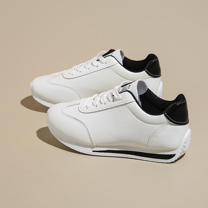 Plus-size Women's Leather Lace-up Casual Sneakers foto 3