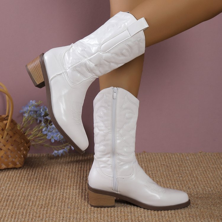 Mid-calf Solid Color Pointed Martin Boots foto 4