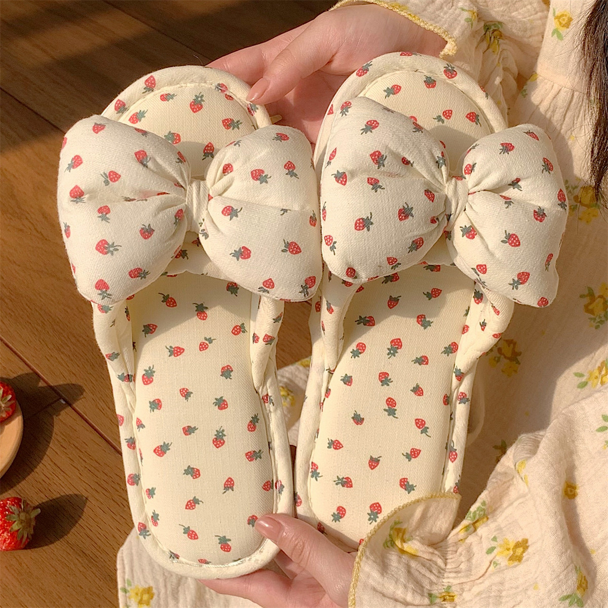 Household Sweet Bow-Knot Womens Cotton And Linen Slippers foto 3