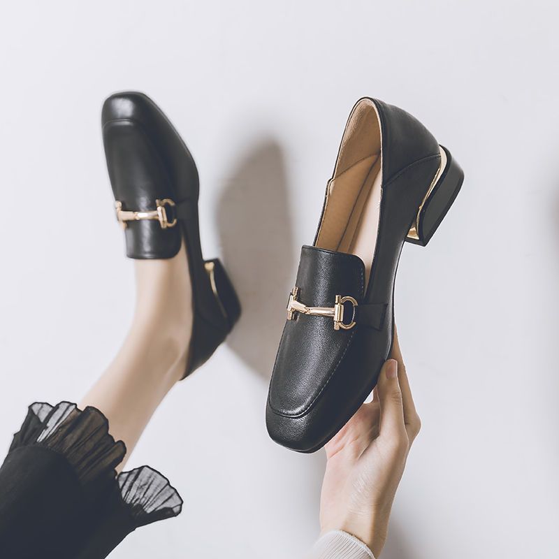 Real Soft Leather British Style Leather Shoes Women foto 3