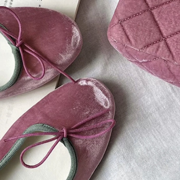 French Retro Granny Shoes Bow Flat Ballet Slipper foto 3