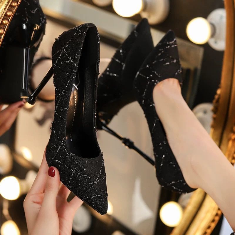 French Small Heel Shoes Design Socialite Stiletto Heel foto 3