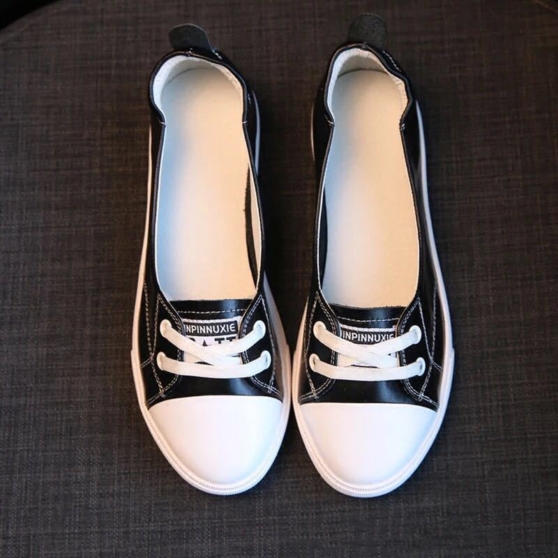Leather White Shoes Women's Low-cut Flat Casual Shoes foto 5
