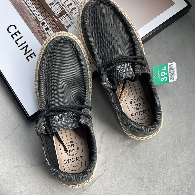 Summer Men's Trendy Flat Low-top Cloth Shoes Linen Fisherman Shoes Fashion foto 5