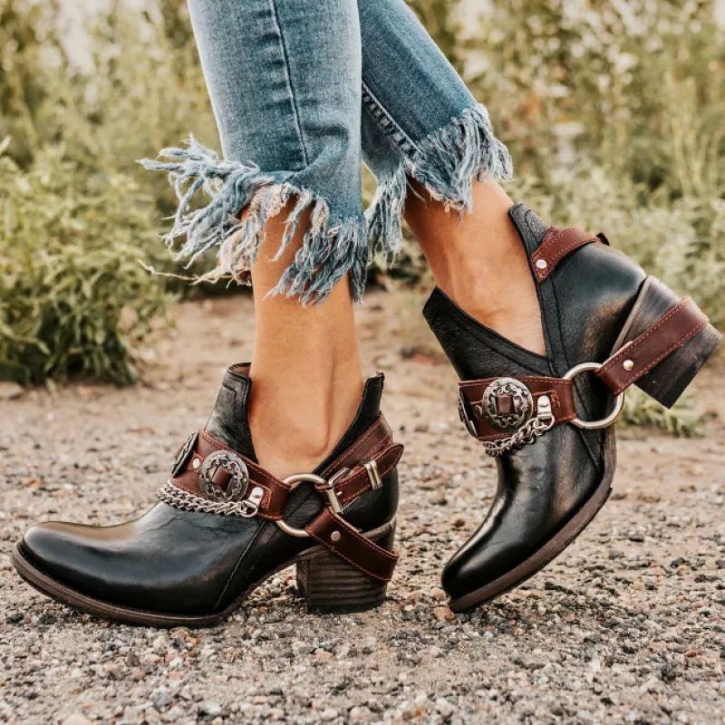 Vintage Rivet Plus-size Fastener Women's Mid-collar Flats foto 4