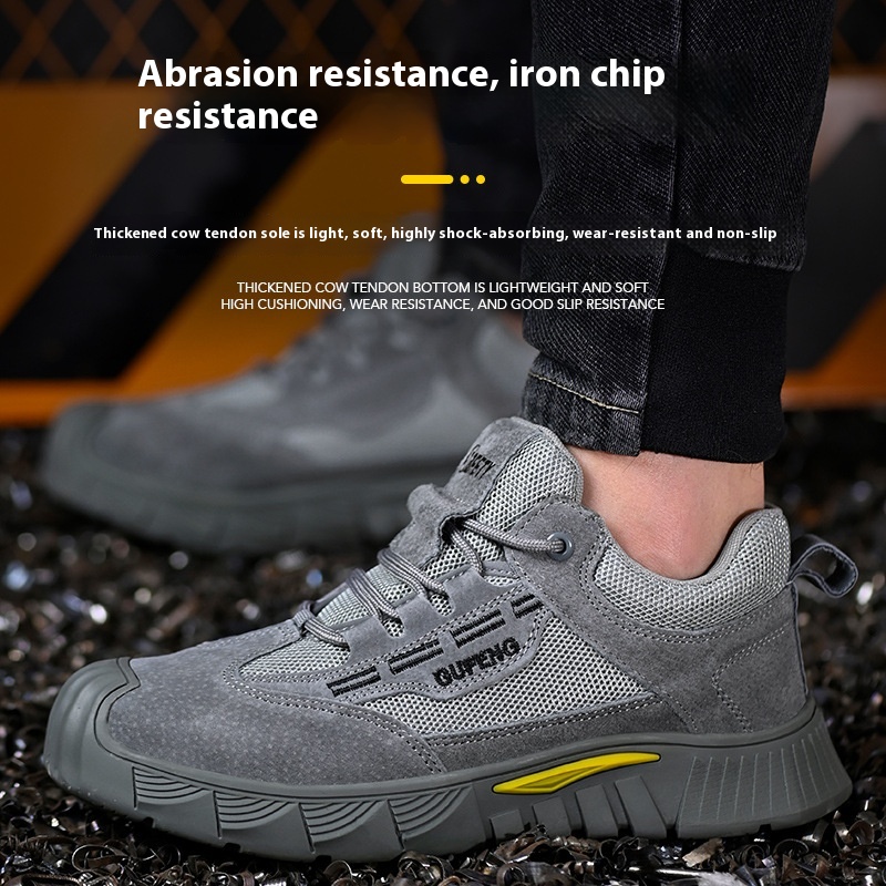 Anti-smashing And Anti-penetration Breathable Non-slip Tendon Bottom Steel Toe Soft And Comfortable Safety Shoes foto 3