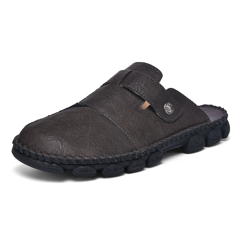 Summer Outdoor Men's Half Slippers Casual Lazybones' Shoes Fashion Handmade Stitching foto 3