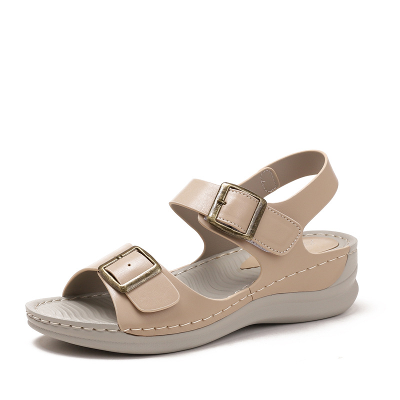 Casual Wedge Sandals Women's Fashion Thick Bottom Velcro Travel Beach Shoes foto 3