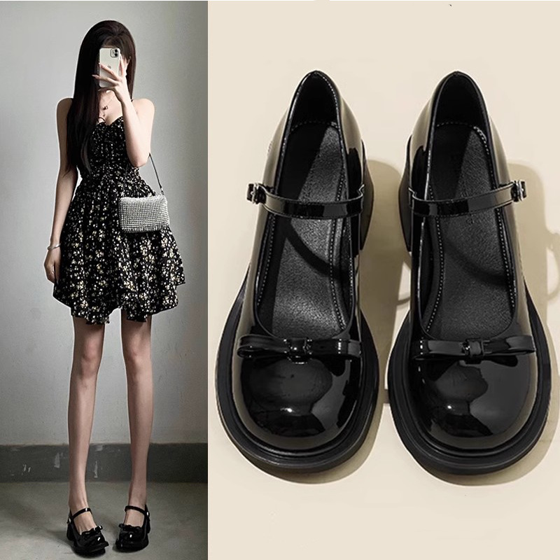 French-style Bow Mary Jane Leather Shoes For Women foto 4