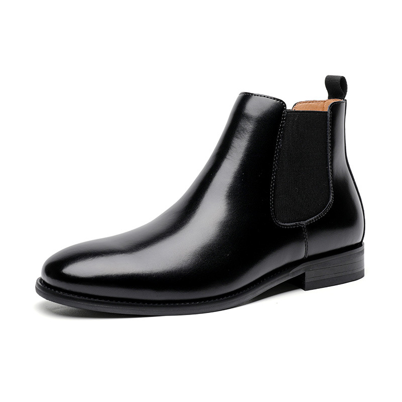 British Retro Chelsea Men's Shoes Leather Short Boots Fleece-lined foto 2