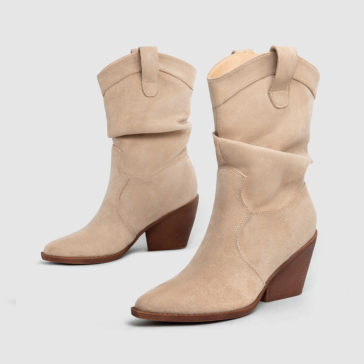 Thick Heel Brown High Heels Women's Ankle Boots foto 2