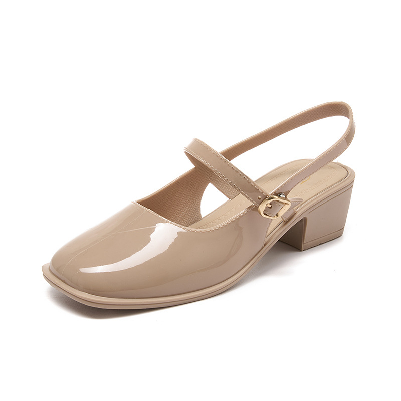 Ladies' Versatile Mary Jane Coarse Heel Shallow Mouth Baotou High Heels foto 4