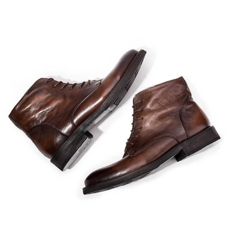 Trendy Workwear Boots All-match First Layer Cowhide Retro foto 3