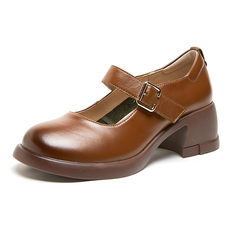 Autumn Mary Jane Leather Shoes Genuine Cowhide Retro foto 4