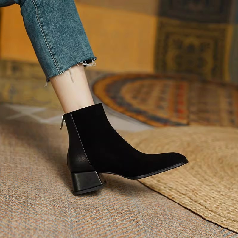 34 Suede Mid-heel Women's Martin Boots
