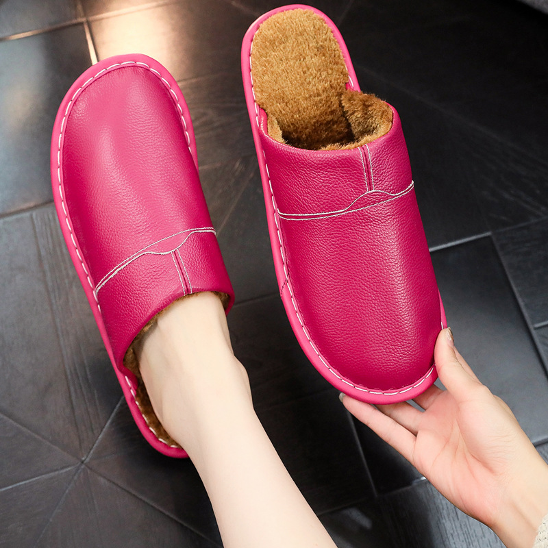 Winter Indoor Leather Slippers For Home Use Non-slip For Indoor Floors foto 3