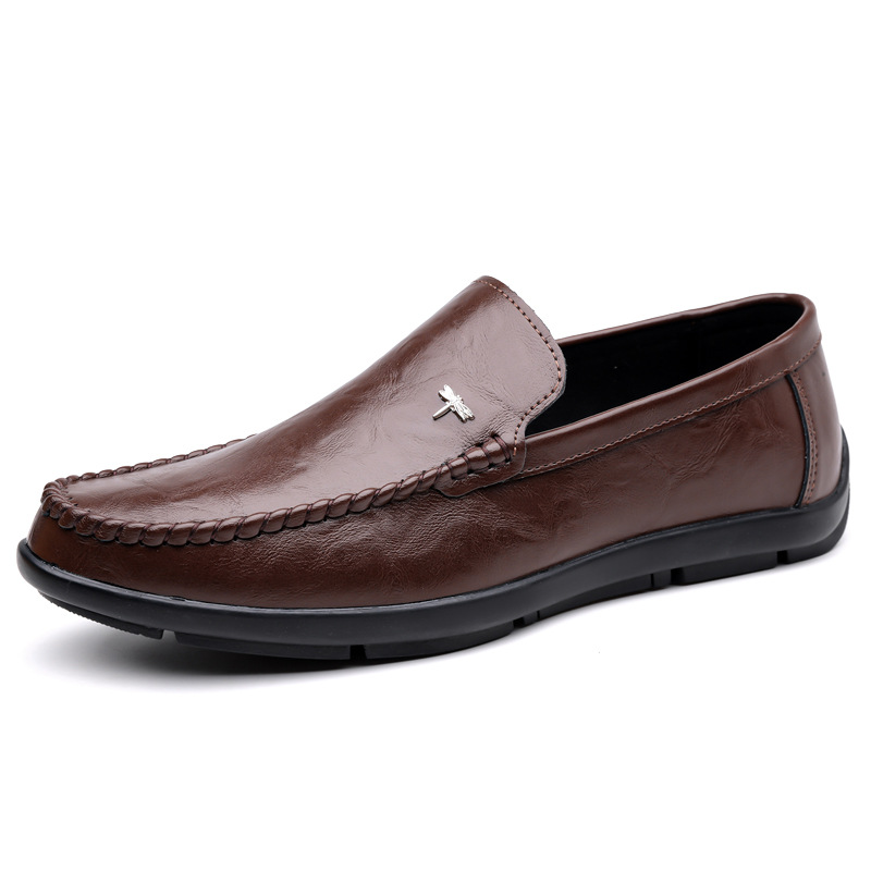 Mens Casual Breathable Leather Slip-on Shoes With A Soft Sole foto 4