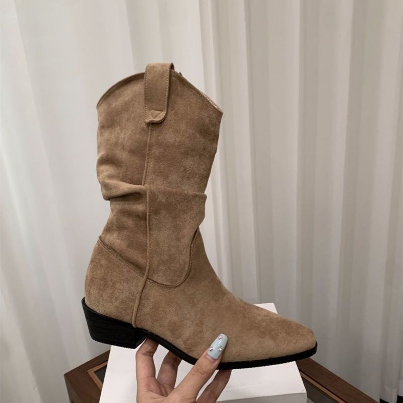 Womens Stylish British-style Chunky-heel Ankle Boots foto 5