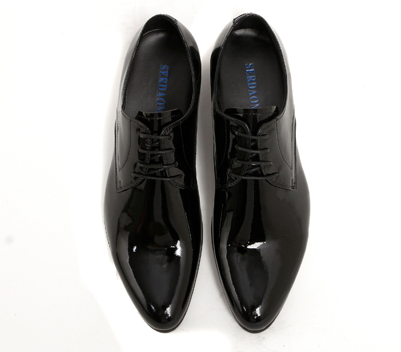 British Pointed Men's Lace-up Low-top Leather Shoes foto 5