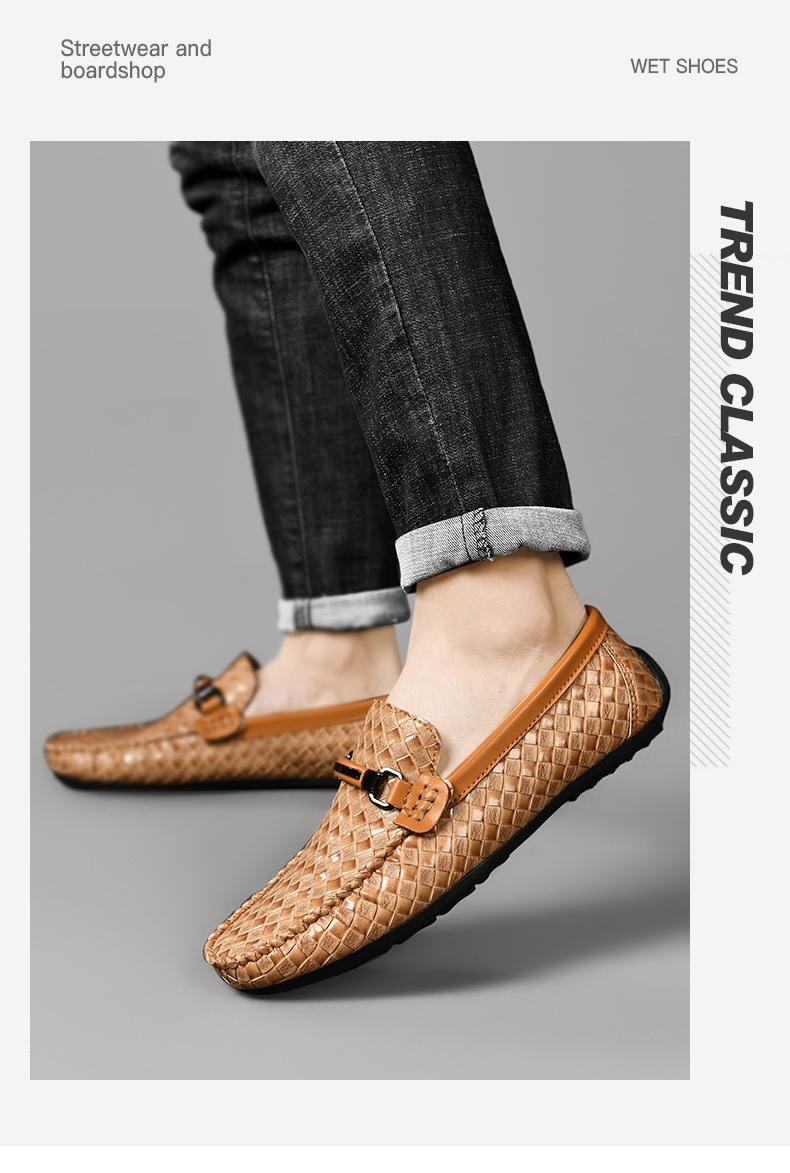 Men's Hollow-out Light Soft Flat Leather Shoes foto 4