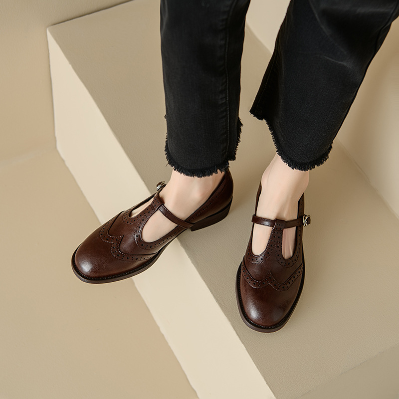 Retro Round Head T Shape Mary Jane Shoes Women foto 3