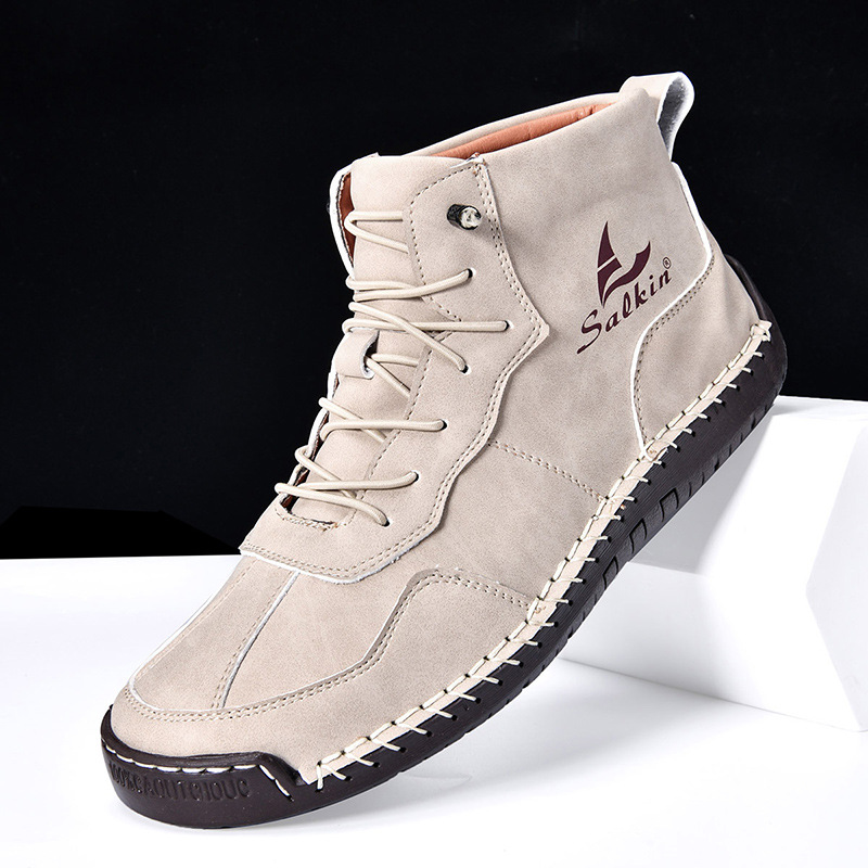 Leather Shoes High-top Retro Casual Boots foto 3