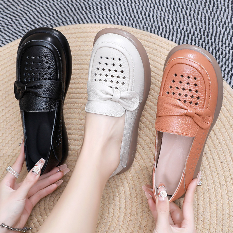 Flat Comfortable NonSlip Leather Shoes For Middle Aged And Elderly Individuals foto 5