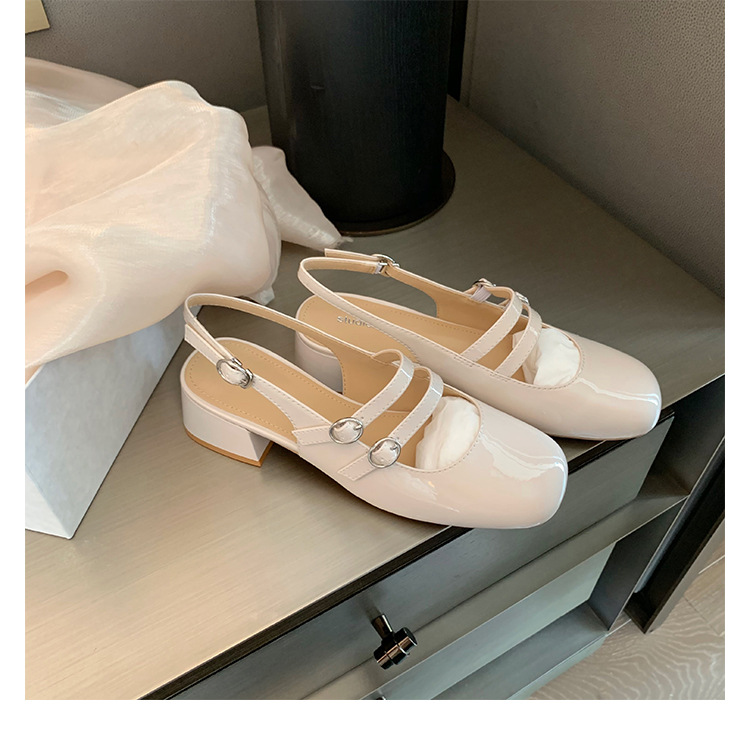 Women's Fashionable Retro Square-Toe Double-Breasted Sandals foto 5
