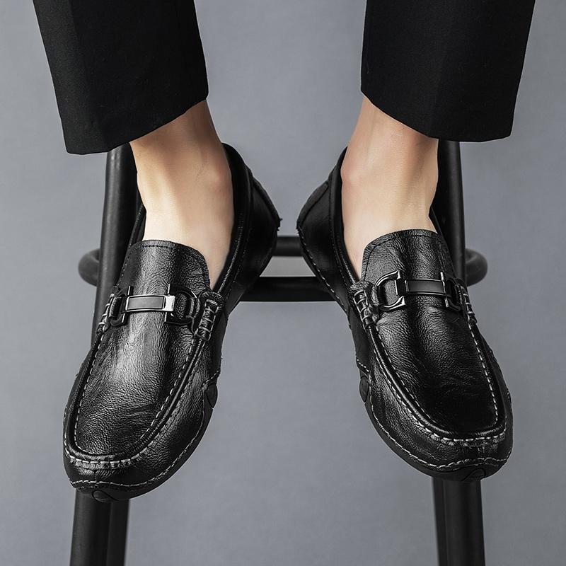 Slip-on Men's Loafers Casual Leather Shoes Low Top foto 3