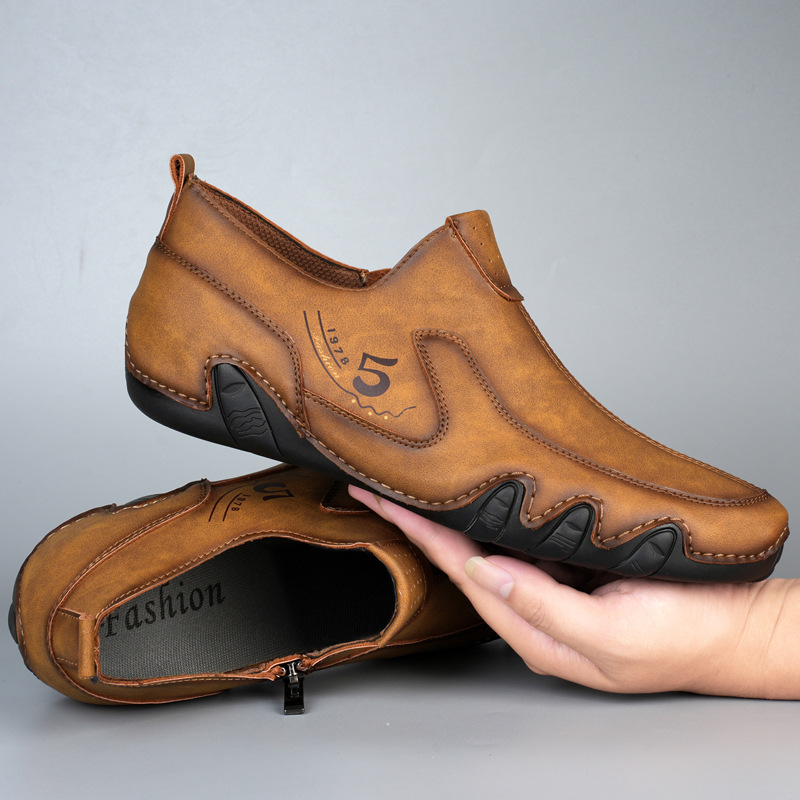Men's Mid-top Zipper Casual Leather Shoes foto 2