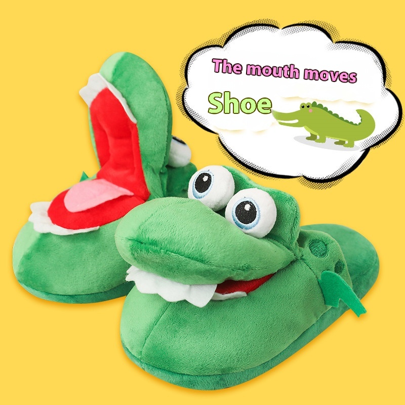 Animal Slippers Dancing Spoof Dinosaur Cotton Shoes Sand Carving foto 3