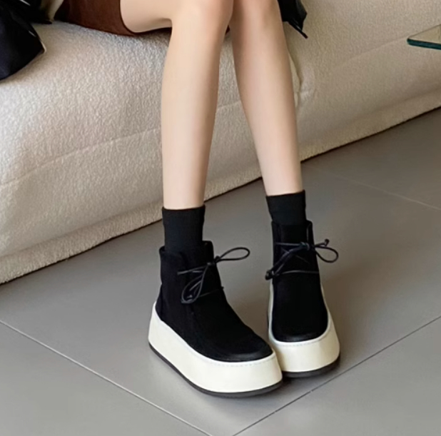 Thick Bottom Lace-up Autumn And Winter Ankle Boots Fashion foto 3