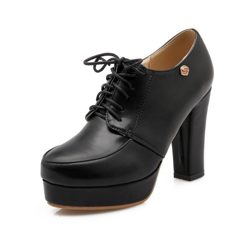 Womens Chunky-heeled Lace-up Pumps foto 2