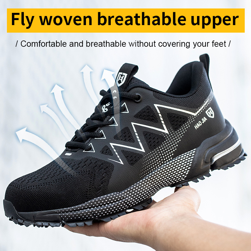 European Code Flying Woven Steel Toe Cap Safety Shoes Male Attack Shield And Anti-stab foto 3