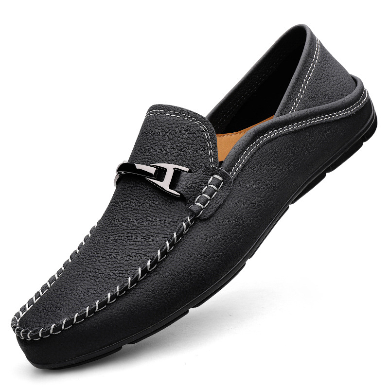 Extra Large Casual Leather Shoes Leather Widened Gommino foto 2